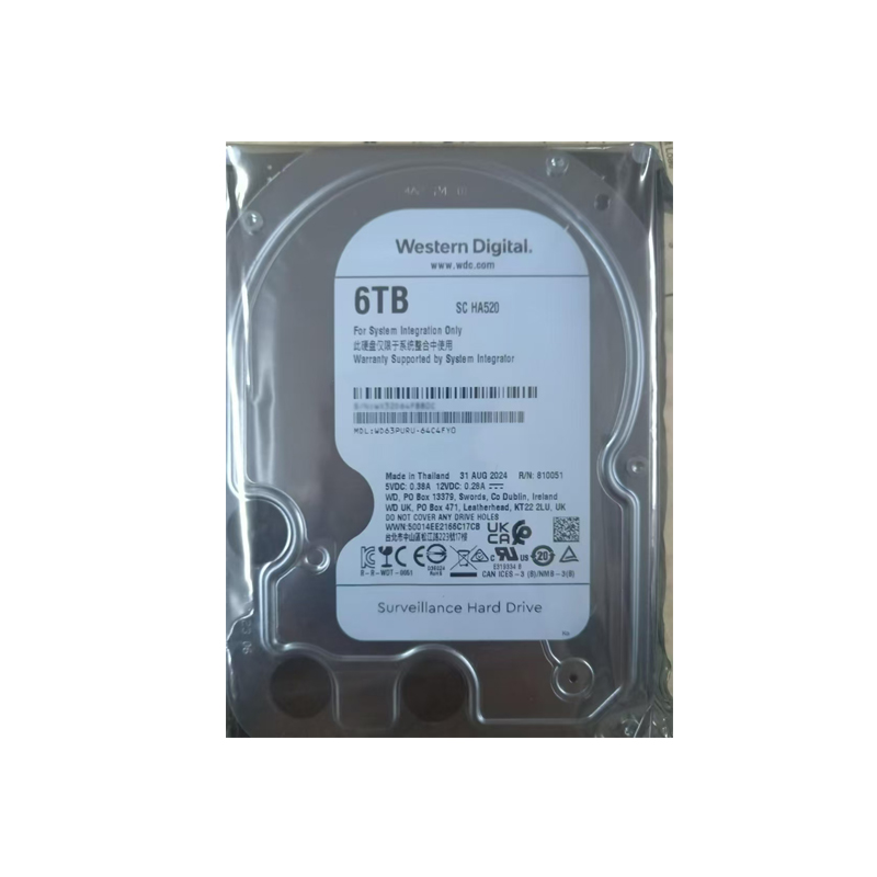 西部数据 6T监控硬盘 WD63PURU 白标